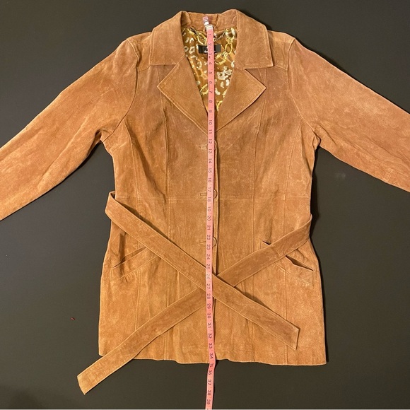Dennis Basso Brown Trench Coat with Plush Fabric and Belted Waist - Picture 14 of 16